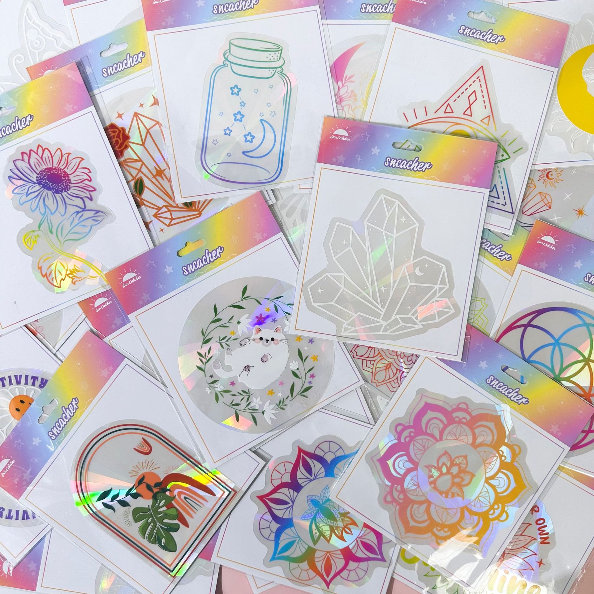 Custom Printing Rainbow Maker Sun Catcher Sticker Sunshine Birds Anti Collision Suncatcher Window Decals for Home