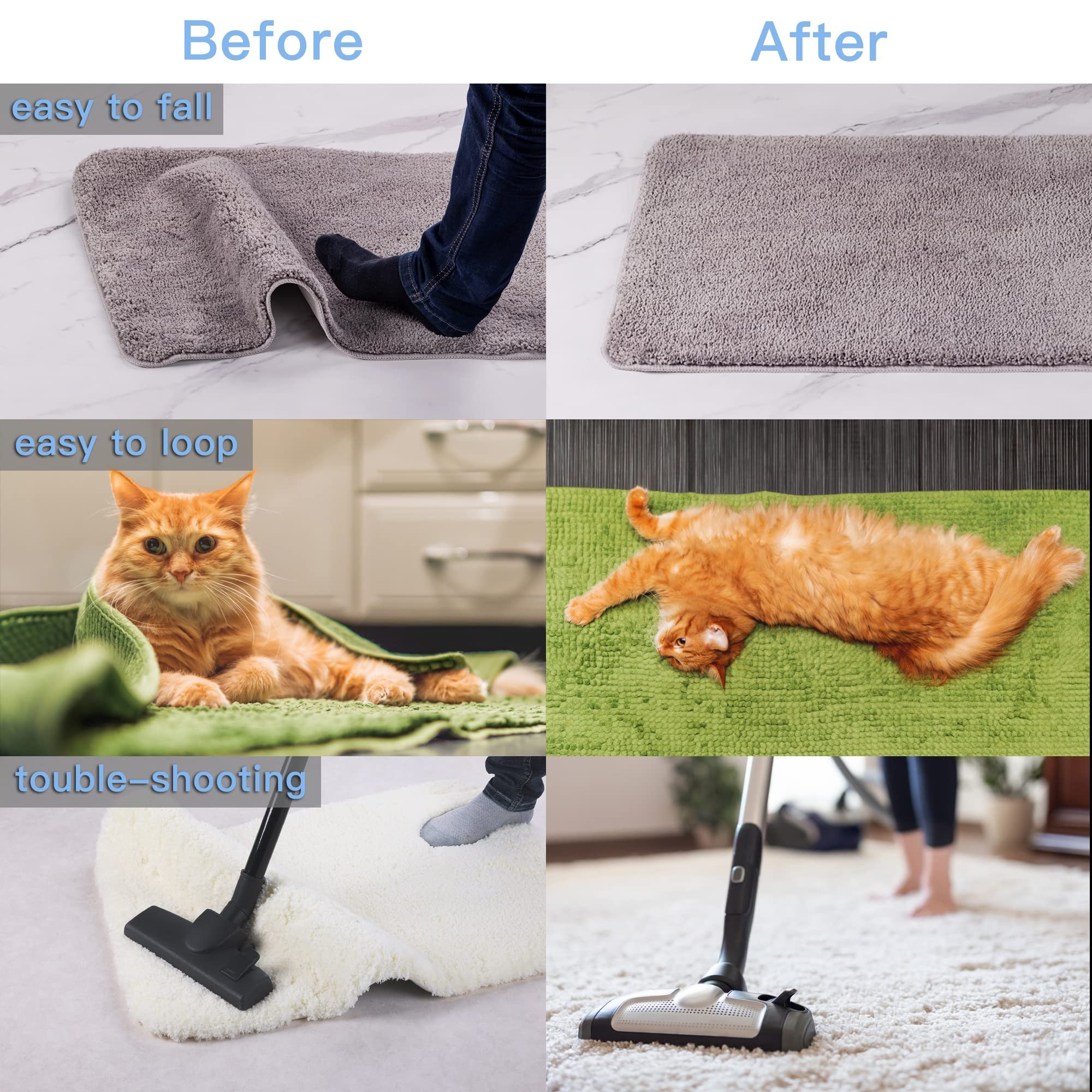 AH Trapezoid Rug Grippers Tape 8 Pack Washable Sticky Carpet Adhesive Sticker Rug Gripper Strip