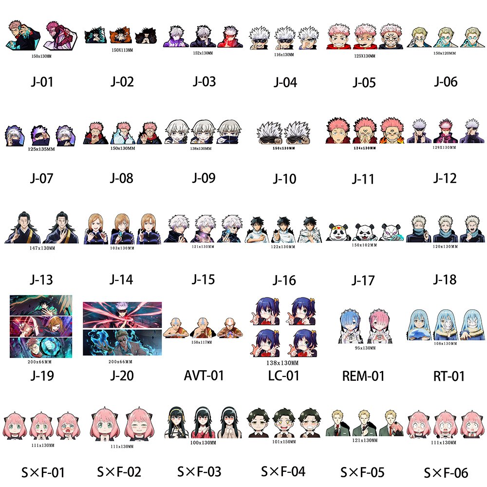 Huajing High Quality 800 designs Waterproof Decals Car Moving Stickers Jujutsu Kaisen DBZED Demon Slayer 3D Anime Motion Sticker