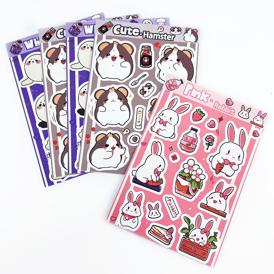 Private Waterproof Adhesive Vinyl Label Logo Cartoon Kiss Cut Sticker Glitter Paper Custom Printing Die Cut Sticker Sheet