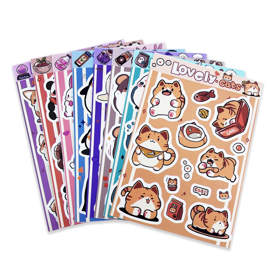 Private Waterproof Adhesive Vinyl Label Logo Cartoon Kiss Cut Sticker Glitter Paper Custom Printing Die Cut Sticker Sheet