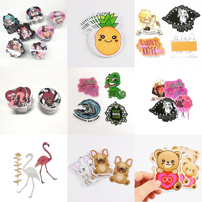 Kiss Cut Sticker Vinyl Custom logo Stickers Waterproof Cartoon Animal Cartoon Deco Stickers