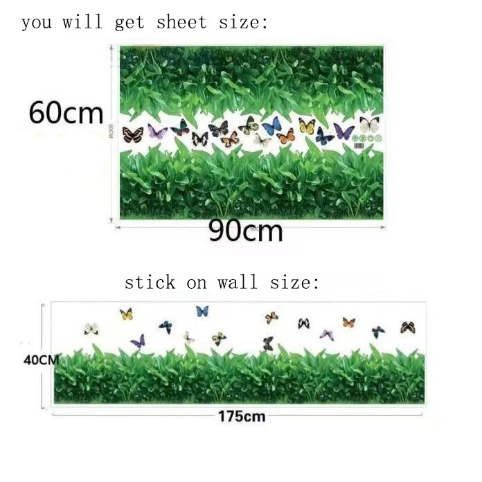 Self adhesive 3d original spring wilderness home decor green grass wall stickers