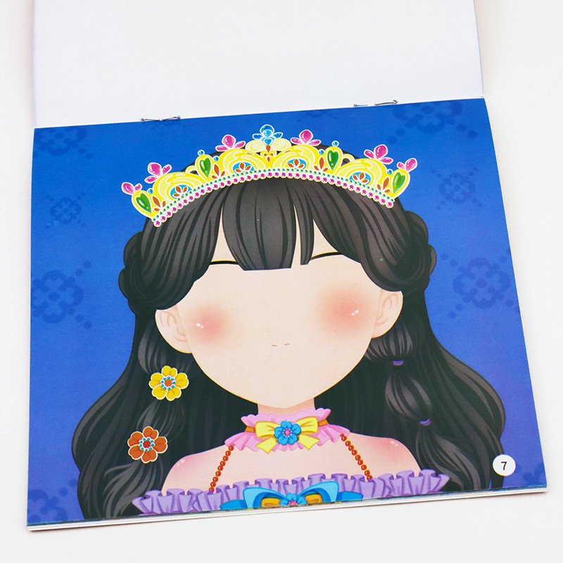CL805 Custom Printing Kids Stickers Cute Girl Princess Dress Up Stickers Book Soft Cover Reusable Cartoon Sticker Books