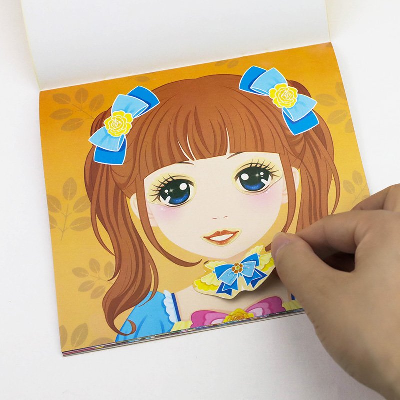 CL805 Custom Printing Kids Stickers Cute Girl Princess Dress Up Stickers Book Soft Cover Reusable Cartoon Sticker Books