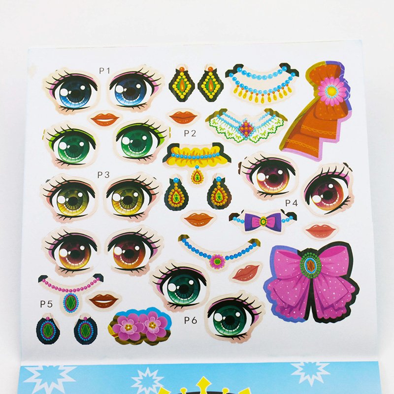 CL805 Custom Printing Kids Stickers Cute Girl Princess Dress Up Stickers Book Soft Cover Reusable Cartoon Sticker Books