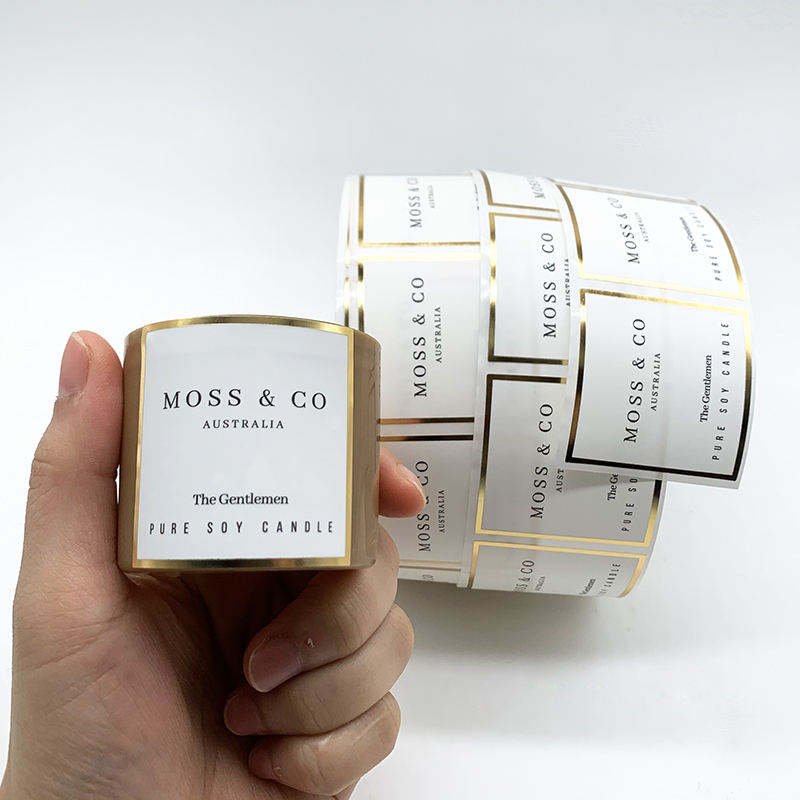 Custom high quality luxury gold foil candle private label sticker print waterproof vinyl packaging labels for candle jars