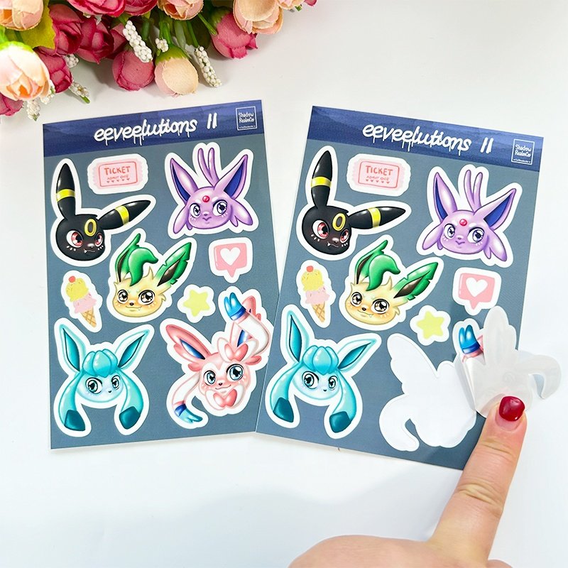 Cartoon labels Printing Die Cut Stickers Sheet Waterproof Glitter Vinyl Logo Sticker Pack A4A5A6 Custom kiss Cut Sticker Sheet