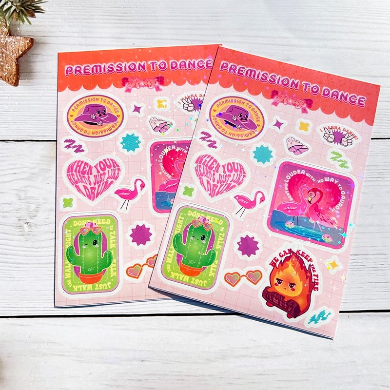 Cartoon labels Printing Die Cut Stickers Sheet Waterproof Glitter Vinyl Logo Sticker Pack A4A5A6 Custom kiss Cut Sticker Sheet