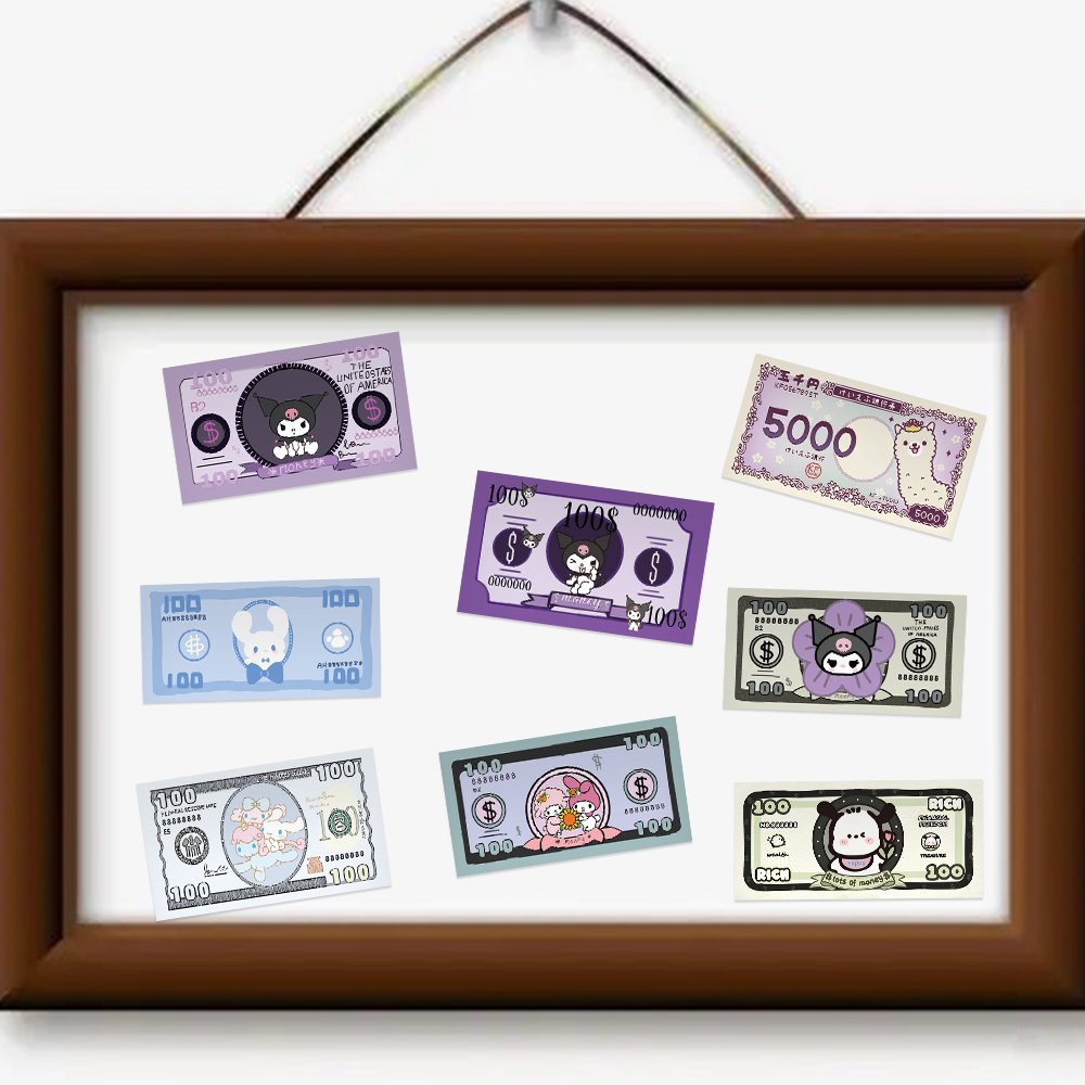 50pcs Cartoon Character Banknotes Waterproof Sticker Diy Decorative Picture Frame Phone Case Suitcase Toy Stickers For Children