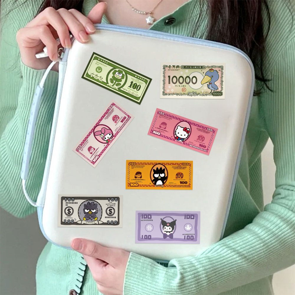 50pcs Cartoon Character Banknotes Waterproof Sticker Diy Decorative Picture Frame Phone Case Suitcase Toy Stickers For Children