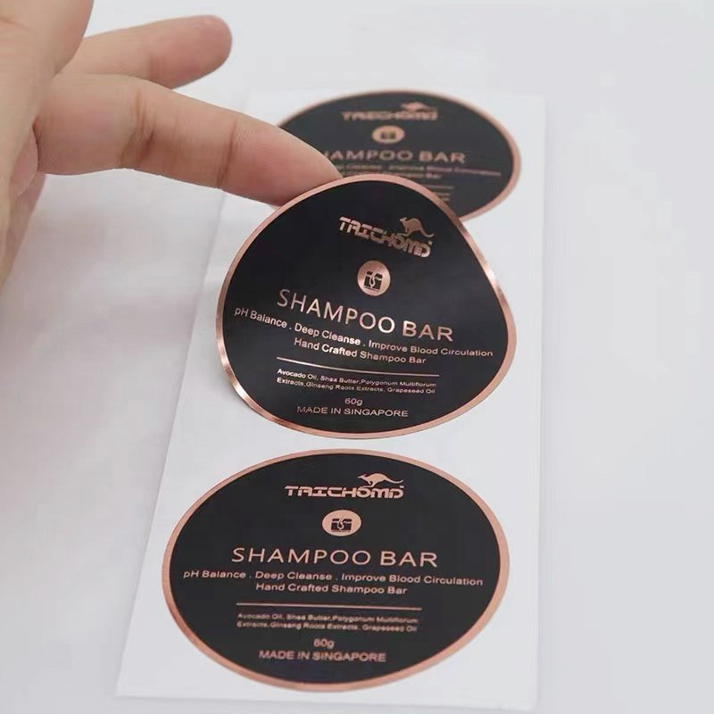 Cheap Custom Brand Name Logo Metallic Foil Rose Gold Pvc Clear Transparent Label Sticker Round Logo Sticker Manufacturer