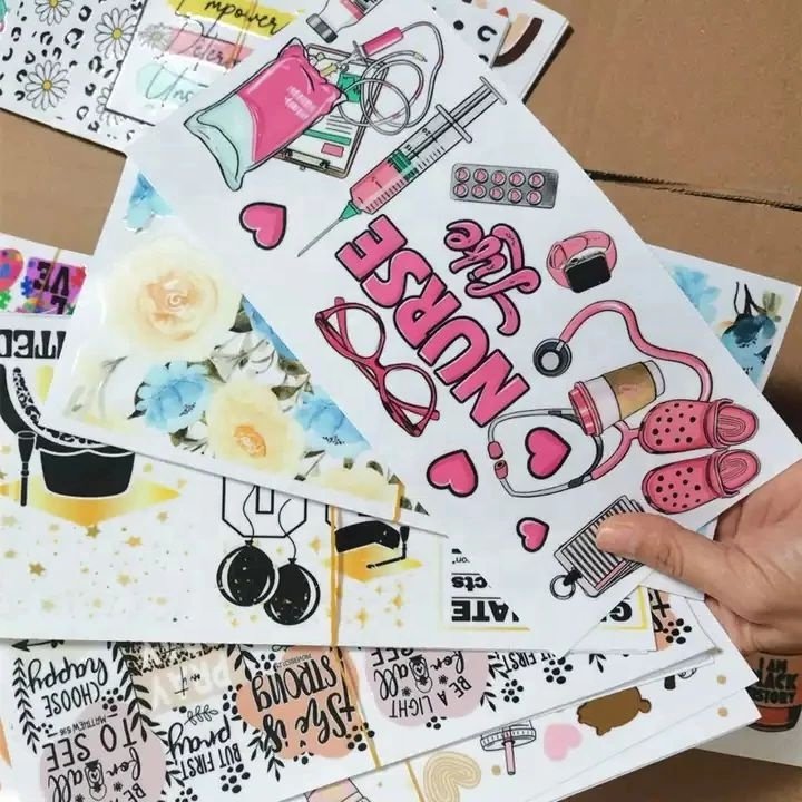 20000+Wholesale 3D UV DTF Cup Wraps Decals Sticker Film Nursing16oz Ready to ship Tumbler Glass Nurse uv dtf cup wrap Transfer