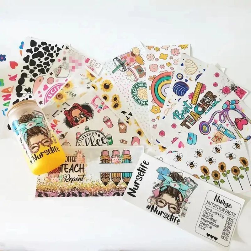 20000+Wholesale 3D UV DTF Cup Wraps Decals Sticker Film Nursing16oz Ready to ship Tumbler Glass Nurse uv dtf cup wrap Transfer