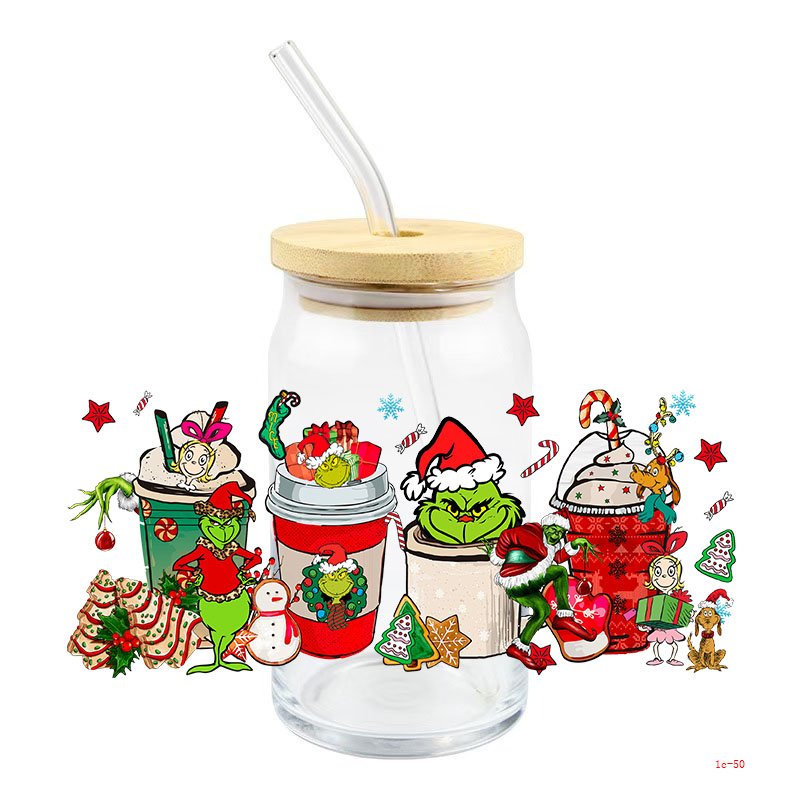 Christmas-style design Low Price use for mugs vinyl stickers transfers print 16oz uv dtf cup wrap trasnfers
