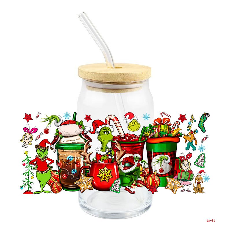 Christmas-style design Low Price use for mugs vinyl stickers transfers print 16oz uv dtf cup wrap trasnfers