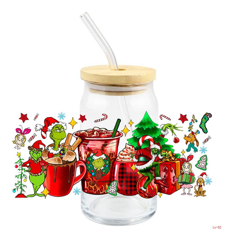 Christmas-style design Low Price use for mugs vinyl stickers transfers print 16oz uv dtf cup wrap trasnfers