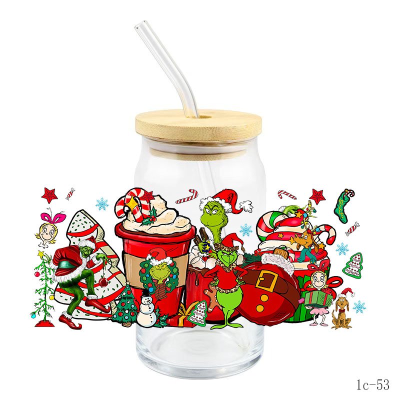 Christmas-style design Low Price use for mugs vinyl stickers transfers print 16oz uv dtf cup wrap trasnfers