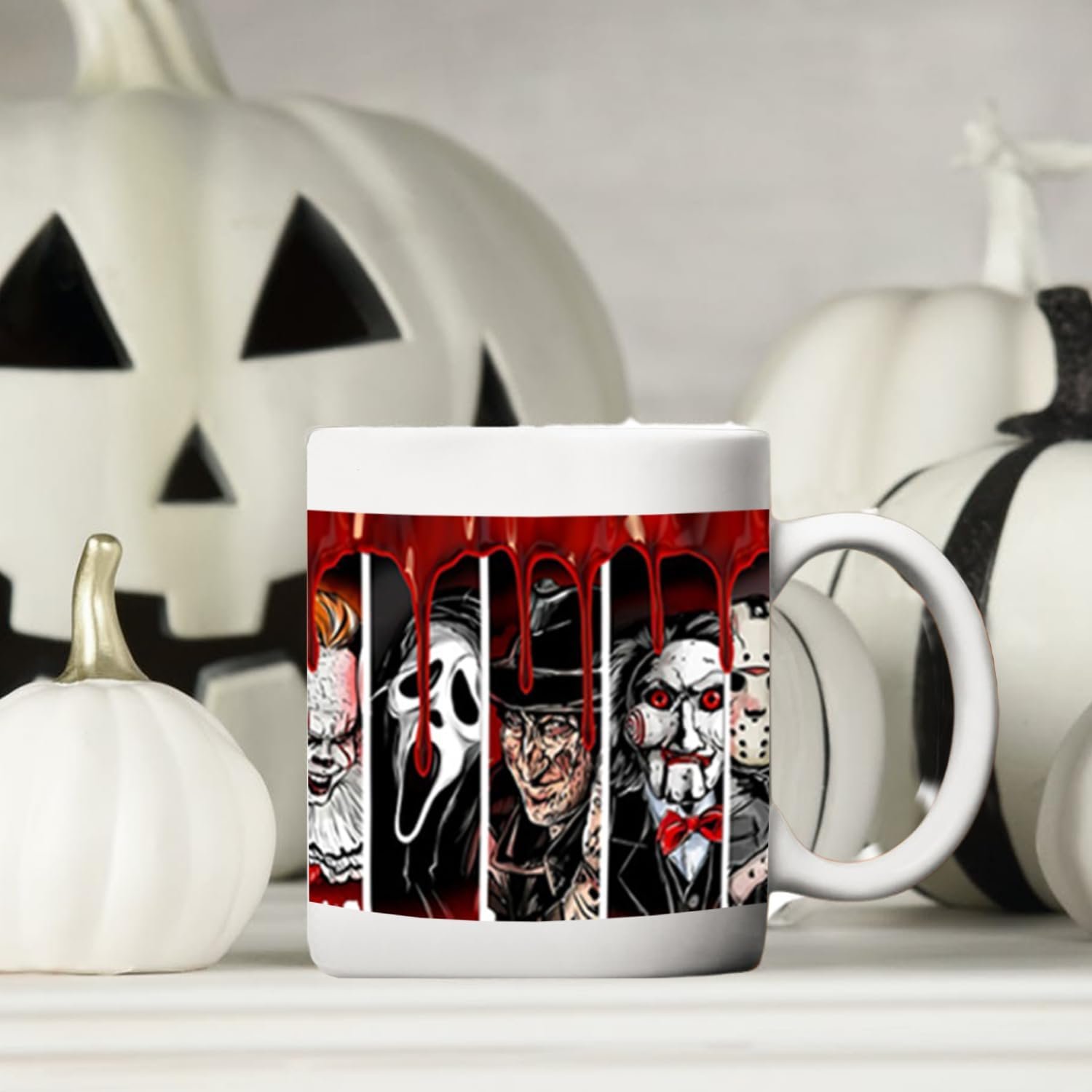 Halloween UV DTF cup wraps for 16OZ Glass Cups Large Scary Movie Characters Decals Horror Rub on Transfers Stickers for Crafts