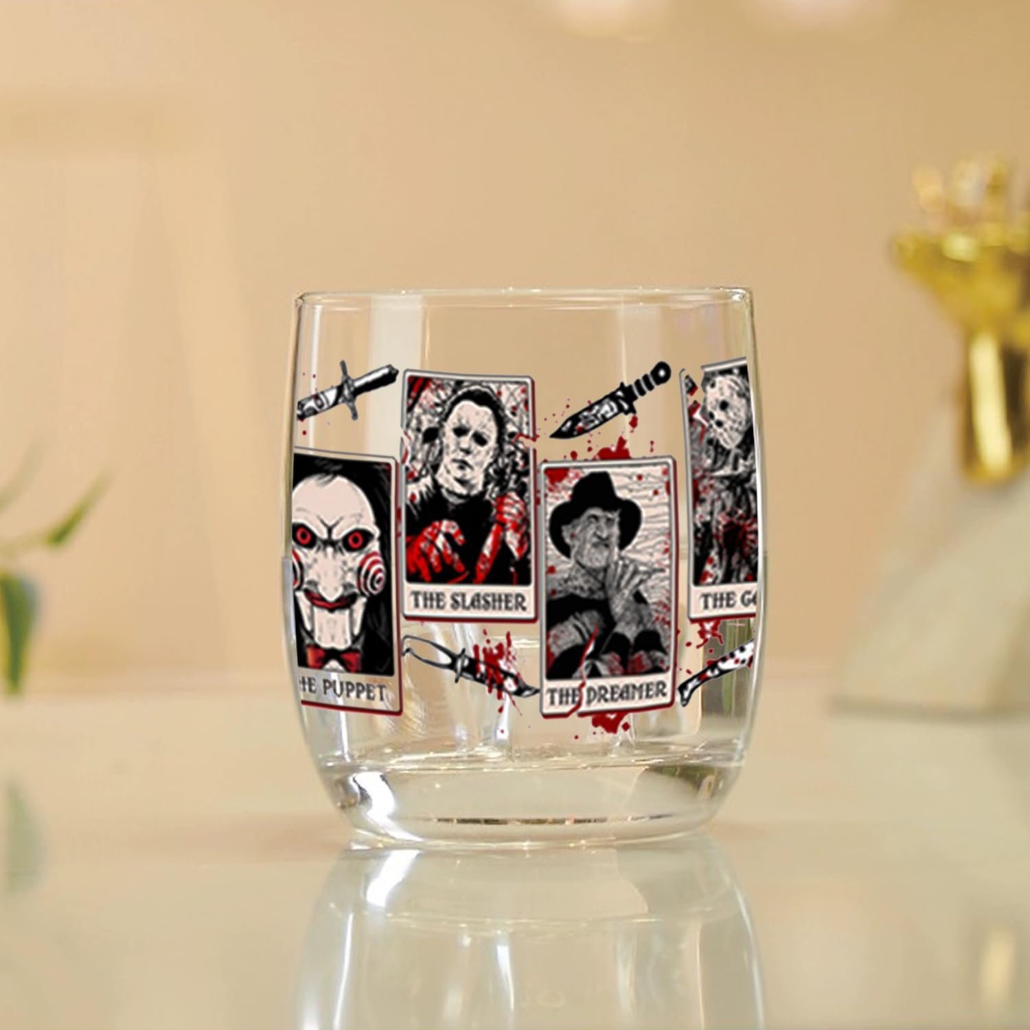 Halloween UV DTF cup wraps for 16OZ Glass Cups Large Scary Movie Characters Decals Horror Rub on Transfers Stickers for Crafts