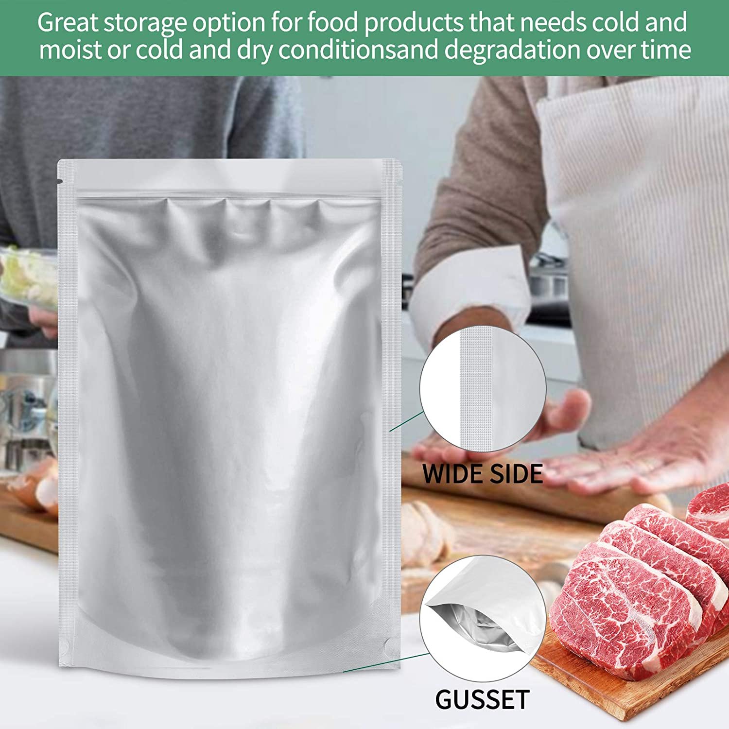 Custom Printable Food Grade 2000g Barrier Extra Large Mylar Bags With Sticker