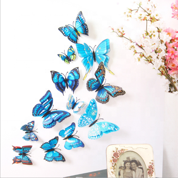 (Fashion) Wholesale Colors Mix Magnetic Removable 3D Decorative Sticker PVC Butterfly Wall Stickers