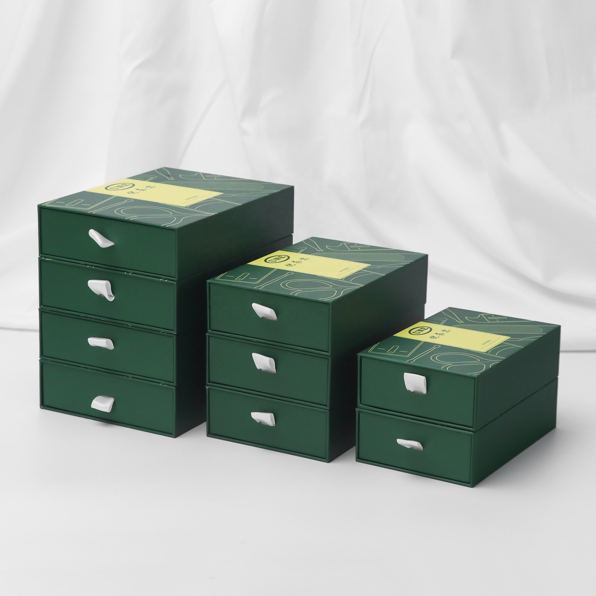 Custom Slide Out Drawer Packaging Green Square Cardboard Wallet Box For Wallet Packing