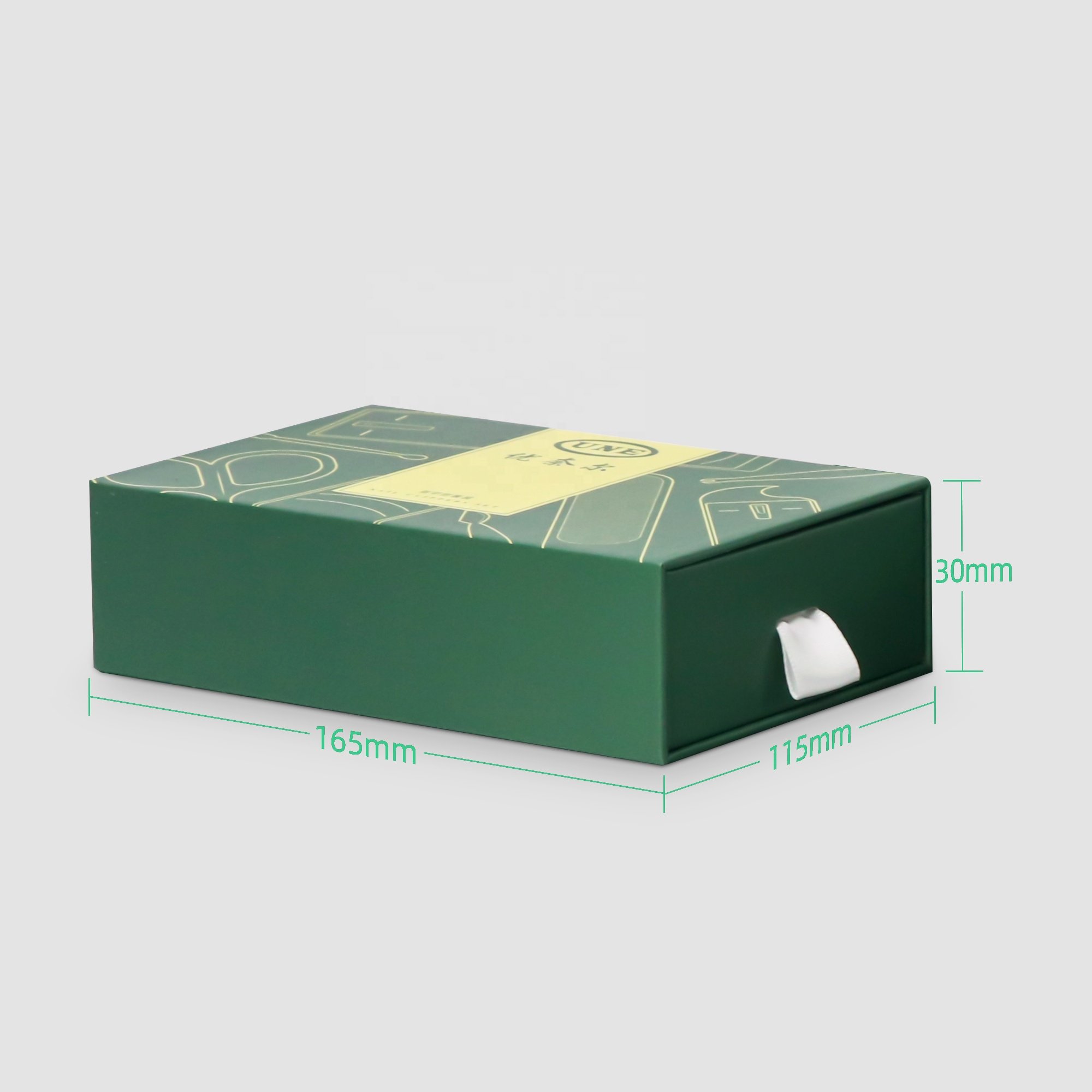 Custom Slide Out Drawer Packaging Green Square Cardboard Wallet Box For Wallet Packing