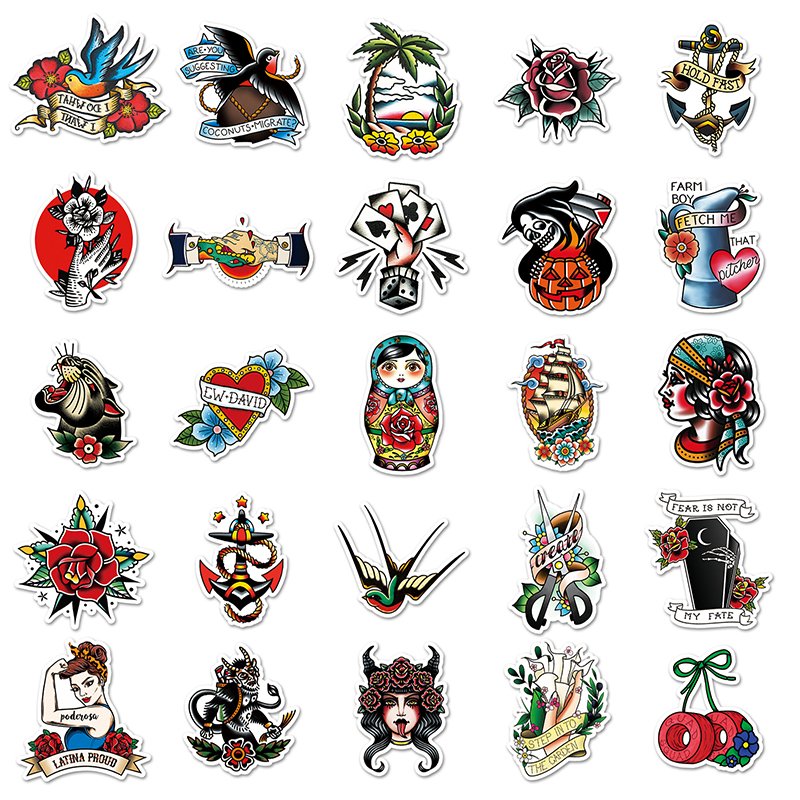 50pcs Factory Outlet Cartoon Manga Vinyl PVC Sticker Girls Graffiti Printing tattoo Cartoon Stickers