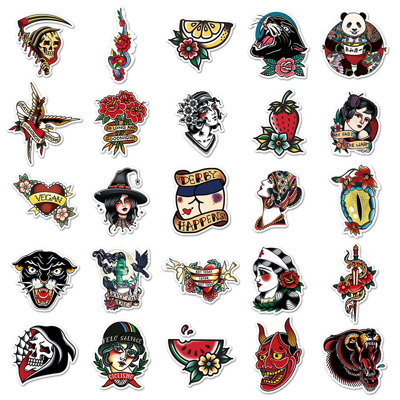 50pcs Factory Outlet Cartoon Manga Vinyl PVC Sticker Girls Graffiti Printing tattoo Cartoon Stickers