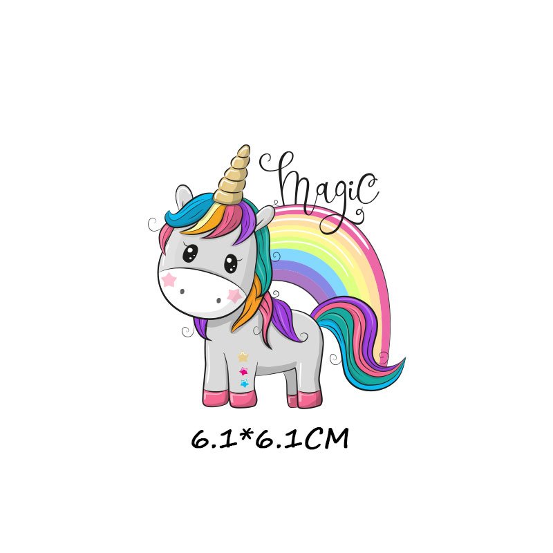 Cute Animal Patch Iron on Transfer Cartoon Unicorn Patches for Kids Clothing DIY T-shirt Appliques Heat Transfer Vinyl Stickers