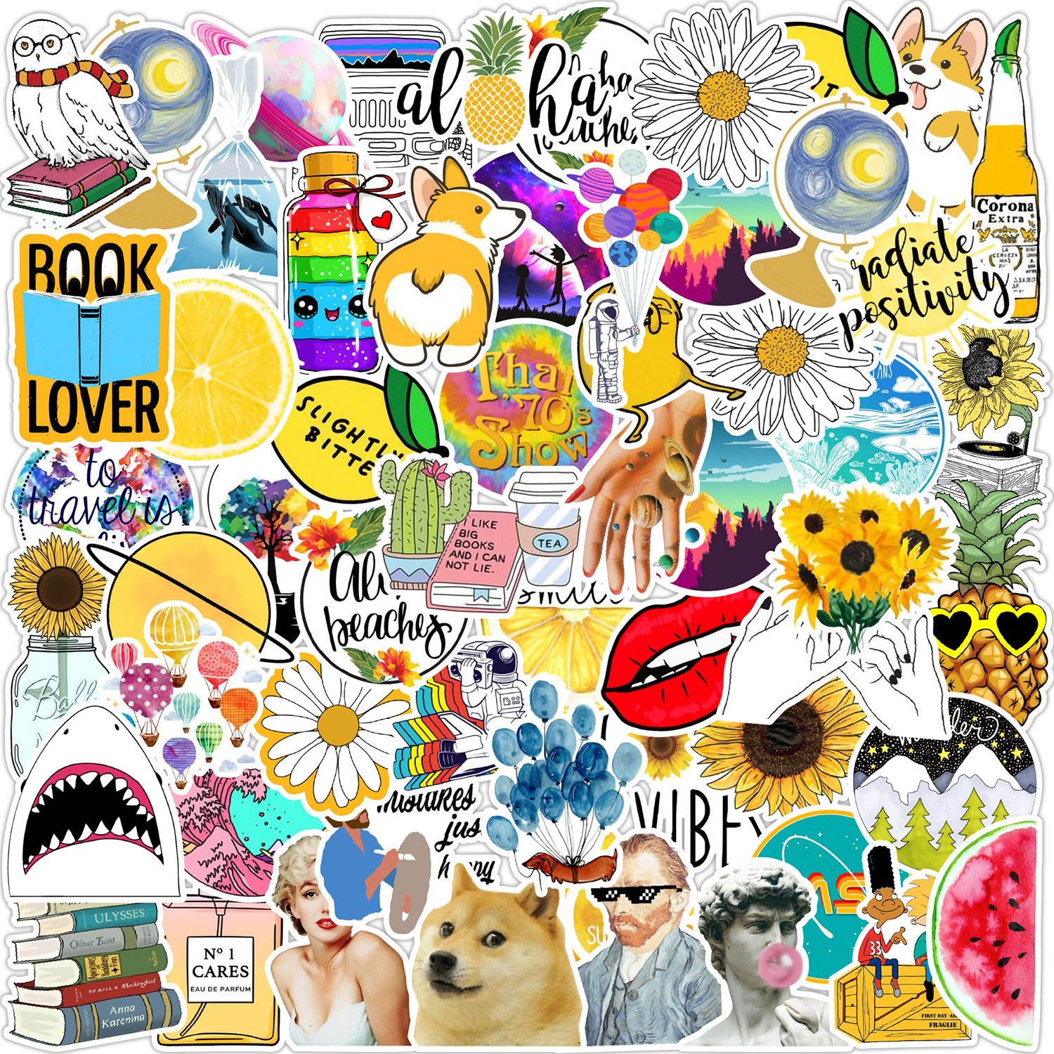 Wholesale 50PCS Cartoon Cute Funny Cat Animal Creative Graffiti Sticker Bike Skateboard Car Helmet Notebook Computer