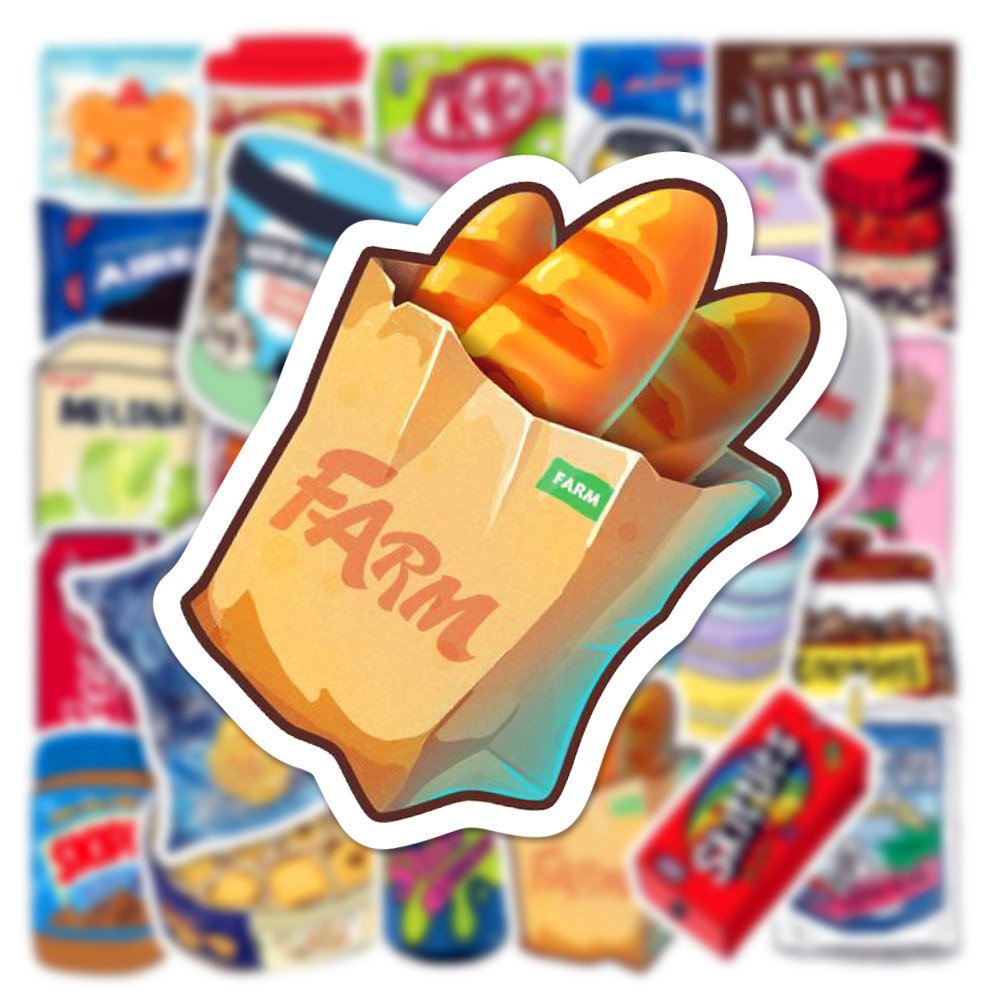 50pcs Cartoon Korean Snacks Food Graffiti Stickers For Scrapbook Phone Wall Vinyl Brand Logo Sticker