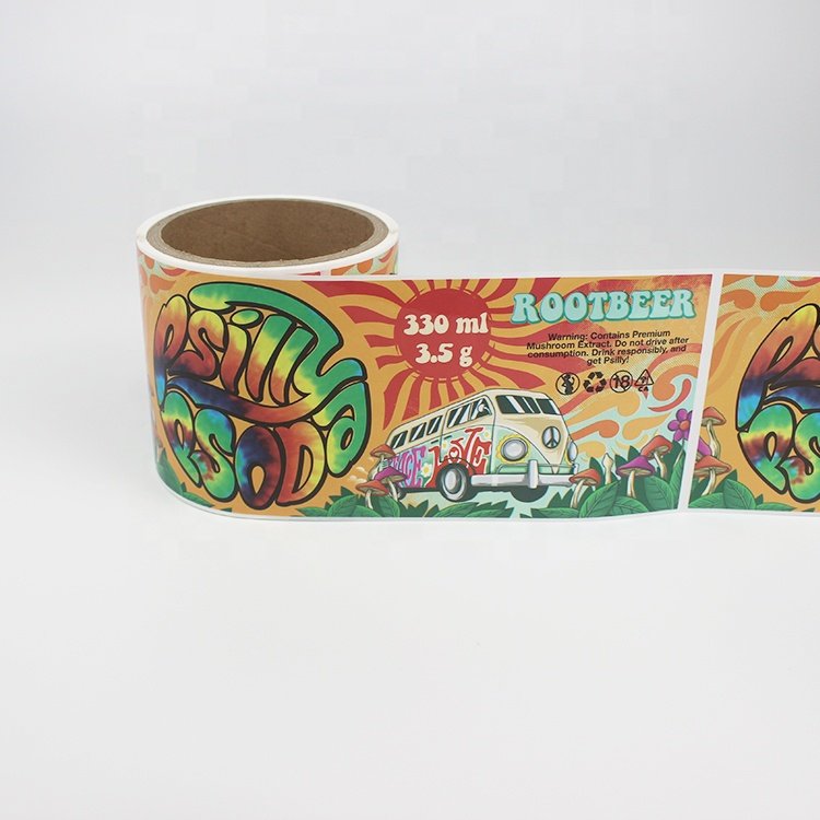 Custom Beer Label Juice Vinyl Sticker Waterproof Beer Label Synthetic Paper Sticker 330ml Beer Can Label PP Sticker Printing
