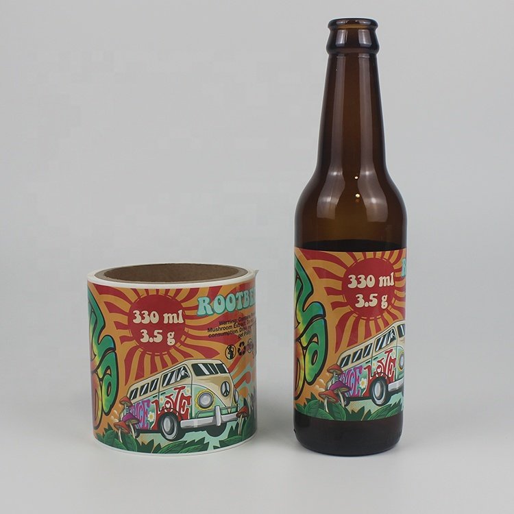 Custom Beer Label Juice Vinyl Sticker Waterproof Beer Label Synthetic Paper Sticker 330ml Beer Can Label PP Sticker Printing