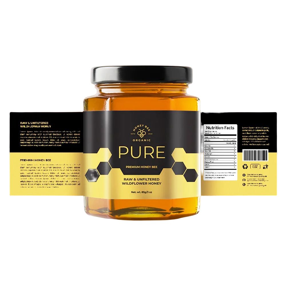 Custom Waterproof Etiquette Pot Logo Printing Honey Adhesive Tamper Proof Seal Label Jam Food Bottle Honey Jar Packaging Sticker