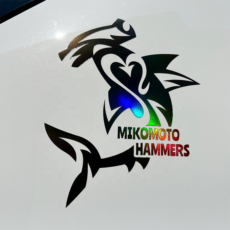 Weatherproof Custom Black Holographic Rainbow Effect Die Cut Logo Vinyl Car Stickers Transfer Clear Car Window Bumper Stickers