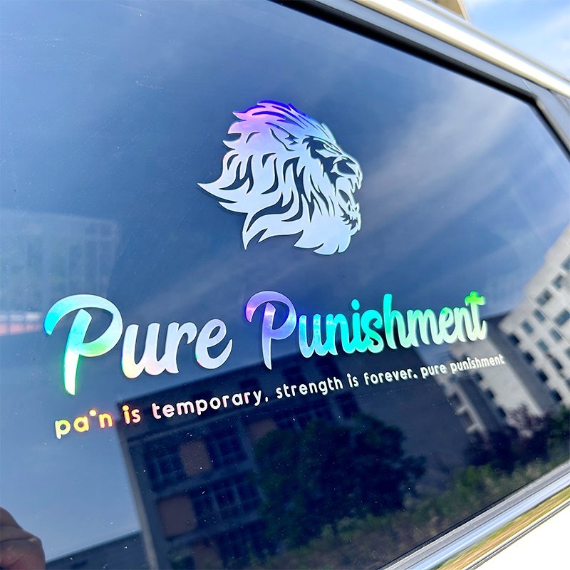 Weatherproof Custom Black Holographic Rainbow Effect Die Cut Logo Vinyl Car Stickers Transfer Clear Car Window Bumper Stickers