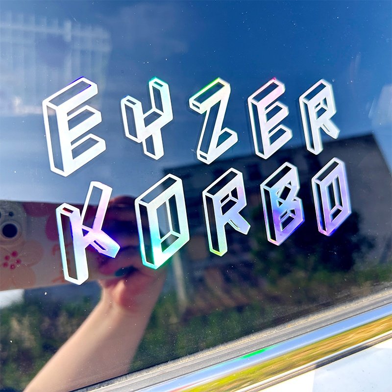 Weatherproof Custom Black Holographic Rainbow Effect Die Cut Logo Vinyl Car Stickers Transfer Clear Car Window Bumper Stickers
