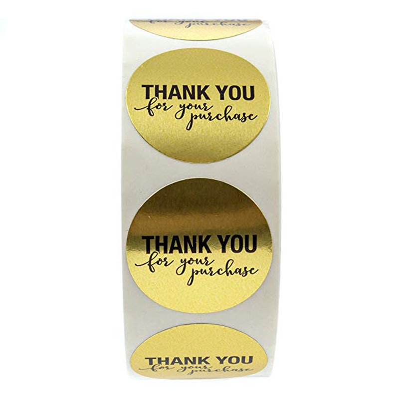 1" Round Thank You for Your Purchase Stickers Gold Foil Envelope Seals for Packaging Business Decoration 500pcs