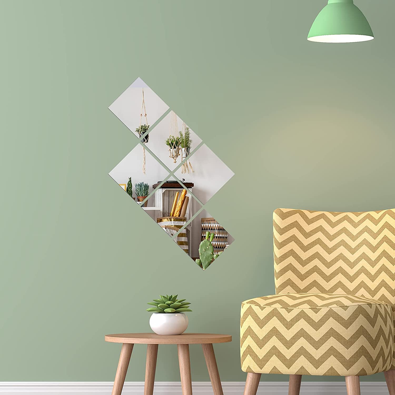 6PCS 3D Mirror Wall Sticker Decor Non Glass Plastic Mirror Tiles Adhesive Mirrors Stickers for Bedroom Living Room Home Gym