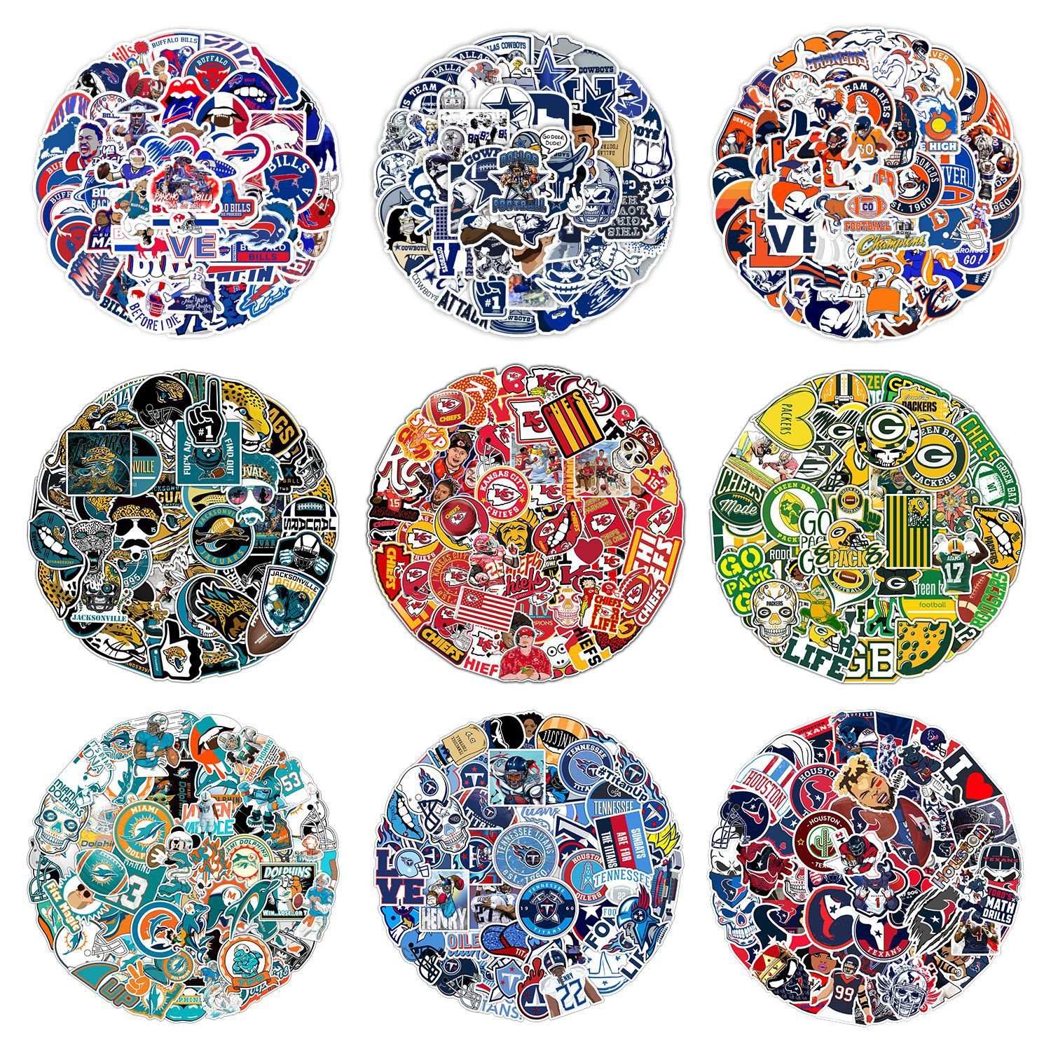 Shipping Fast Custom New USA American Football Team Cartoon Stickers for Water Bottles,Vinyl Waterproof Sport Stickers
