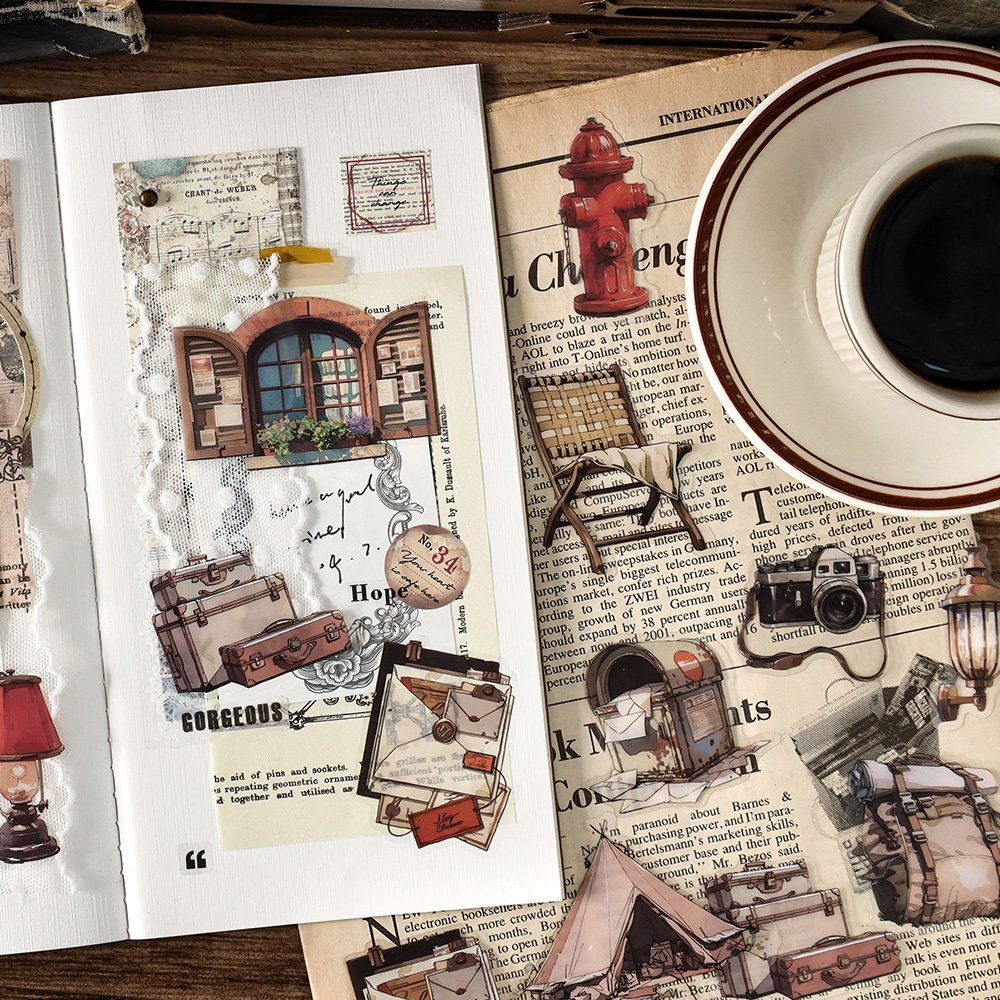 PET Stickers Vintage Life Series Junk Journal Daily Decoration Custom Stickers Pack for Diary Mr. Paper 40 Pcs / Set