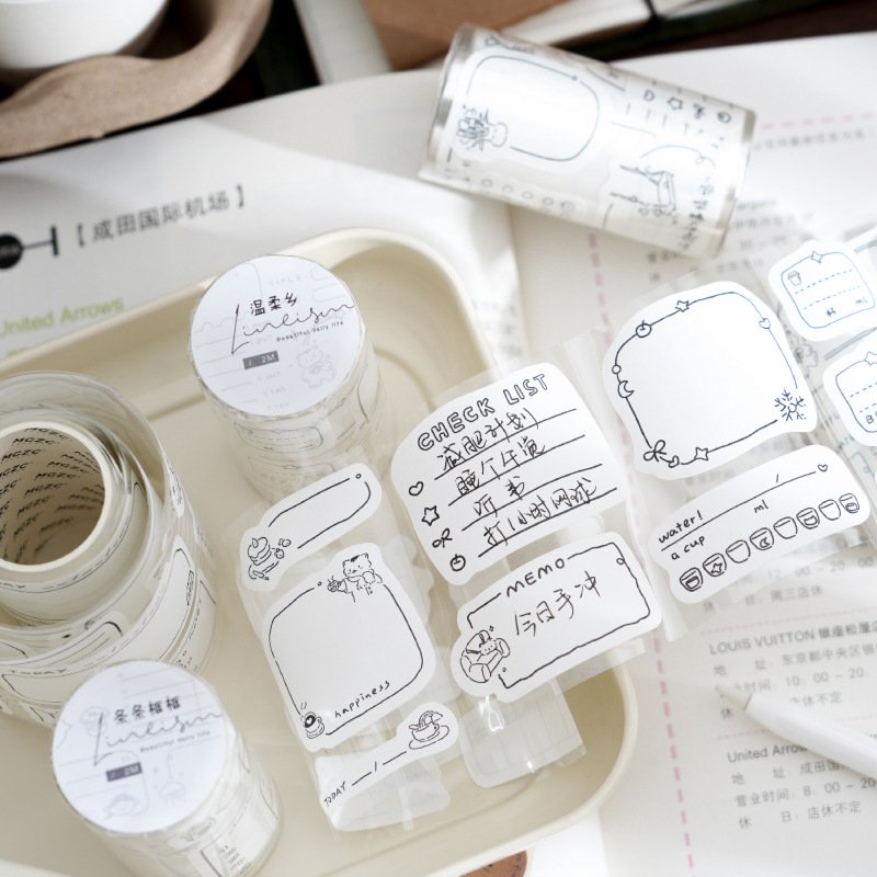 2M/Roll Tape Linearism Series INS Cute Handbook DIY Material Decorative Circular Stickers