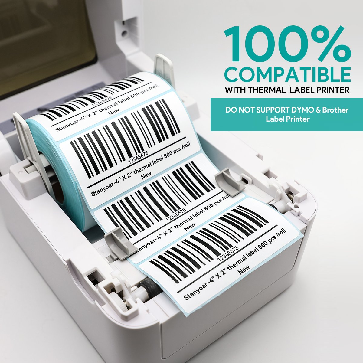 Custom Adhesive Sticker Blank Paper Barcode Label Thermal Print Roll 4x2 Direct Thermal Shipping Label