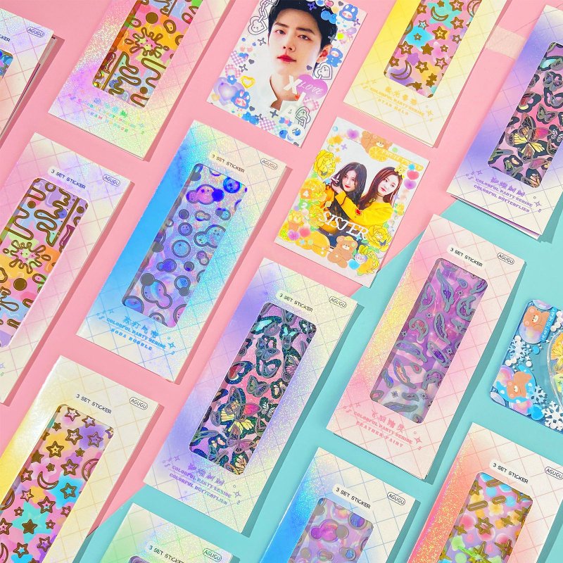 Korea Laser PVC Sticker Cartoon Butterfly Sticker Kawaii Stationery Stickers 150*62mm