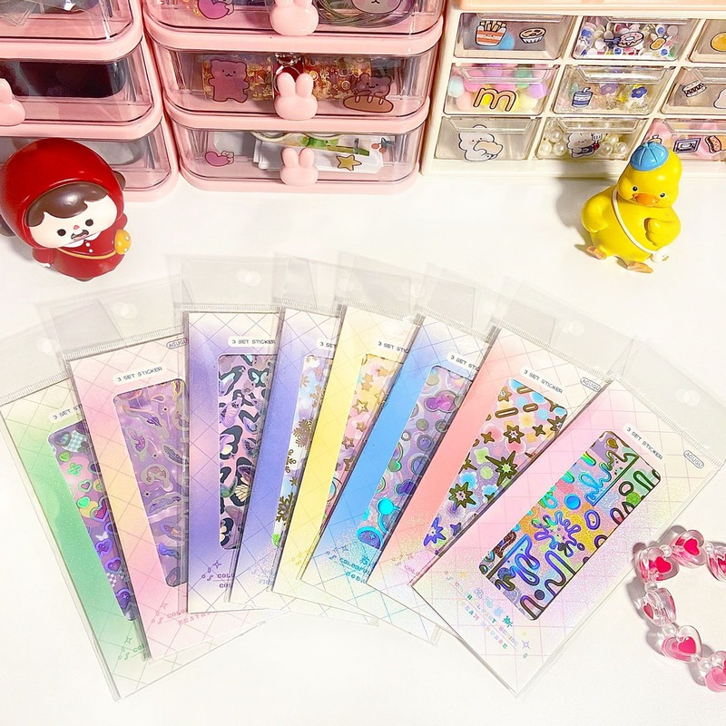 Korea Laser PVC Sticker Cartoon Butterfly Sticker Kawaii Stationery Stickers 150*62mm