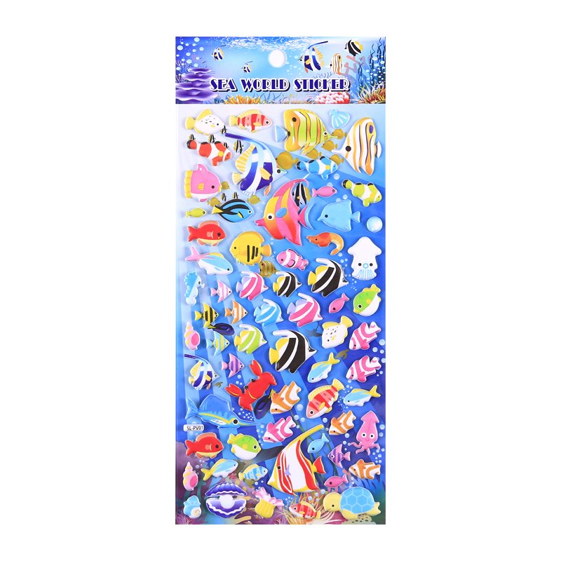 SHANLE Wholesale Cute Whale Puffy Shark Sticker Set Cartoon Ocean Animal Bubble Sticker Custom Kids Aesthetics EVA Sticker Sheet