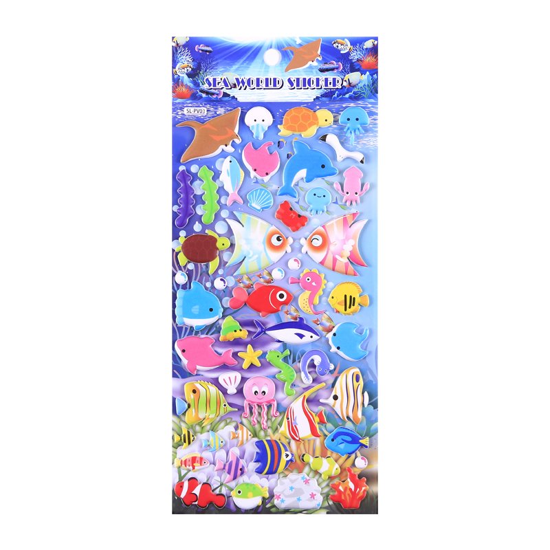 SHANLE Wholesale Cute Whale Puffy Shark Sticker Set Cartoon Ocean Animal Bubble Sticker Custom Kids Aesthetics EVA Sticker Sheet