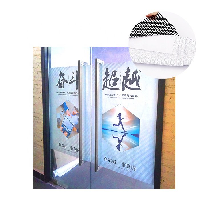 factory direct sale low price Office Glass Door stickers UV advertising printing and spraying One-way see-through mesh sticker